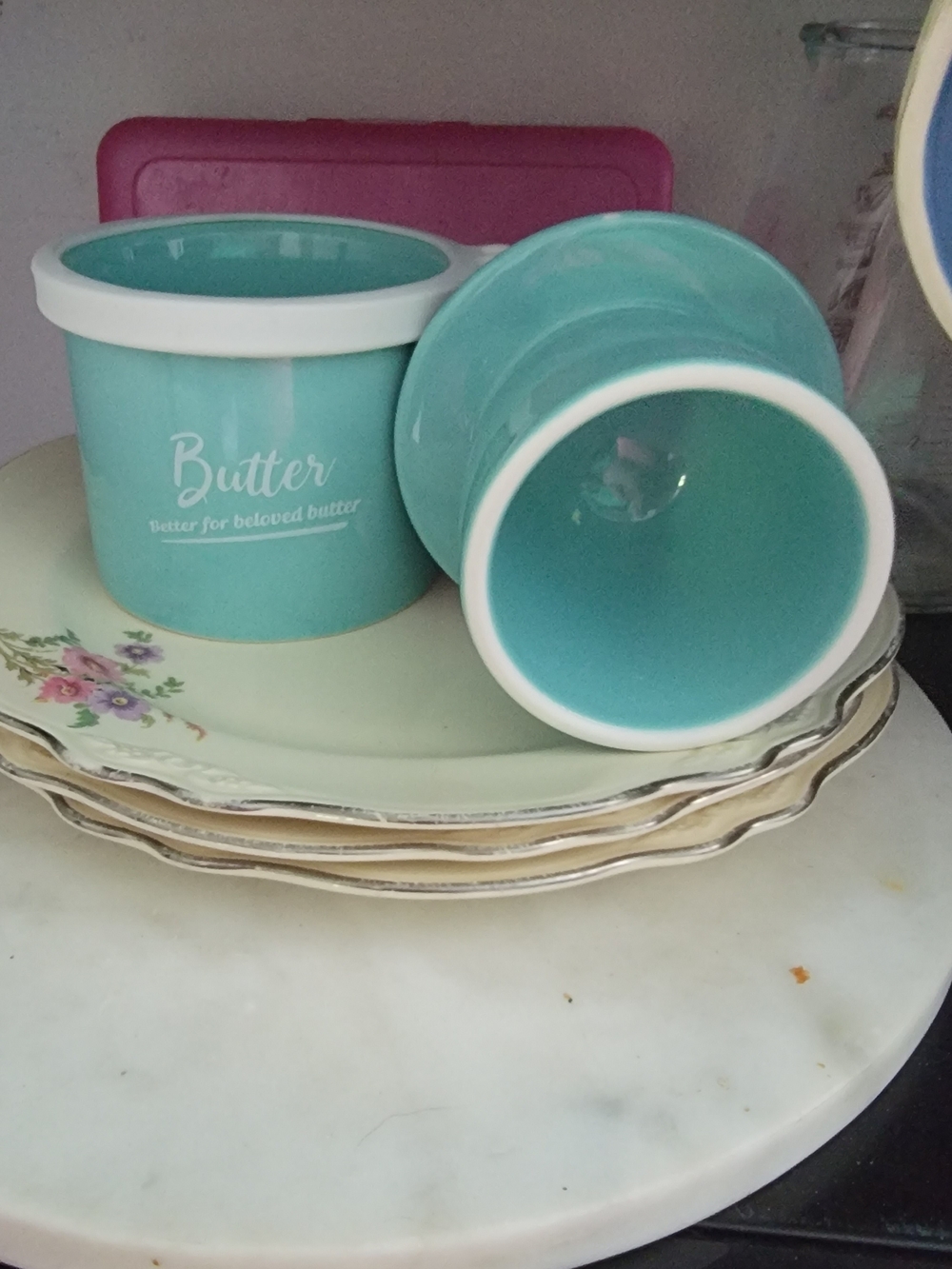 Turquoise Butter Ceramic Crock Bell